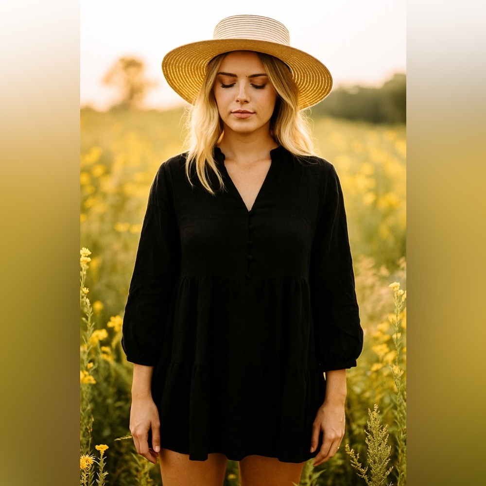 Zara boheme Black longsleeve dress size xsmall